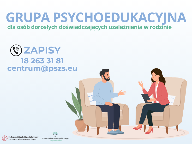 Baner Grupa Psychoedukacyjna, informacja o zapisach.